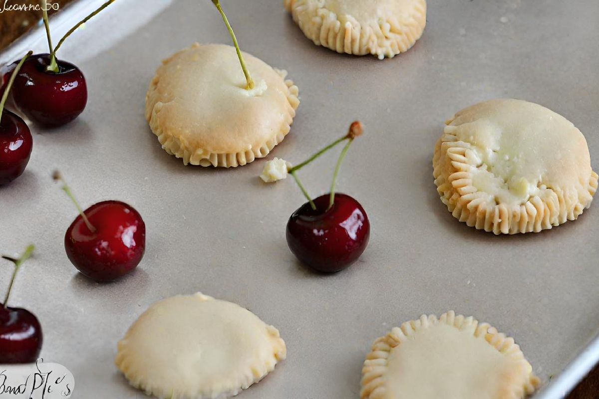 Freshly baked Cherry Pie Bombs on a tray.