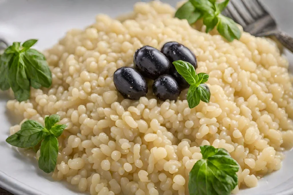 Uncooked Pastina Pasta grains close-up