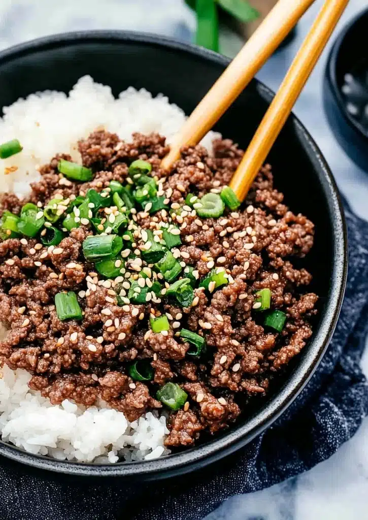Korean Ground Beef and Rice Bowls Recipe - Things Cook