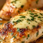 chicken breast in a pan with herbs on top and the words melt in your mouth chicken breast recipe