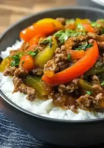 Beef and Pepper Rice Bowls