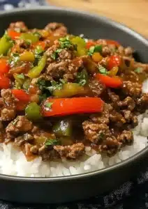 Beef and Pepper Rice Bowls
