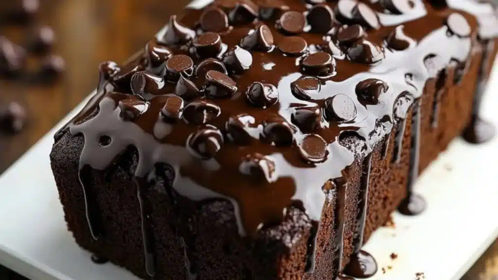hot fudge brownie bread on a cooling rack