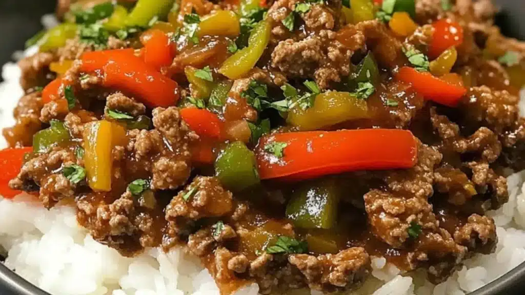 Beef and Pepper Rice Bowls
