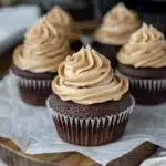 chocolate cupcakes with coffee buttercream on top