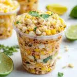 a plastic cup filled with mexican food and garnished with cilantro on the side