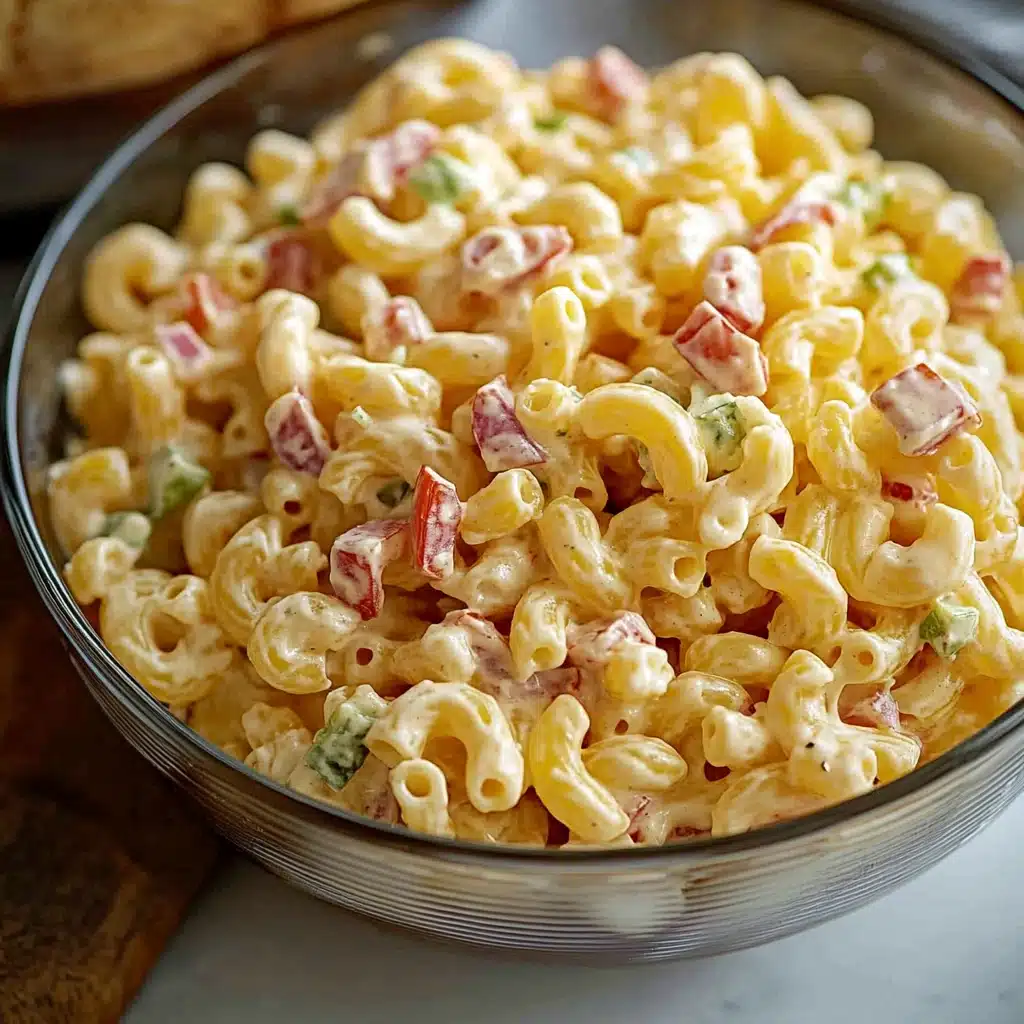 the macaroni salad is ready to be eaten