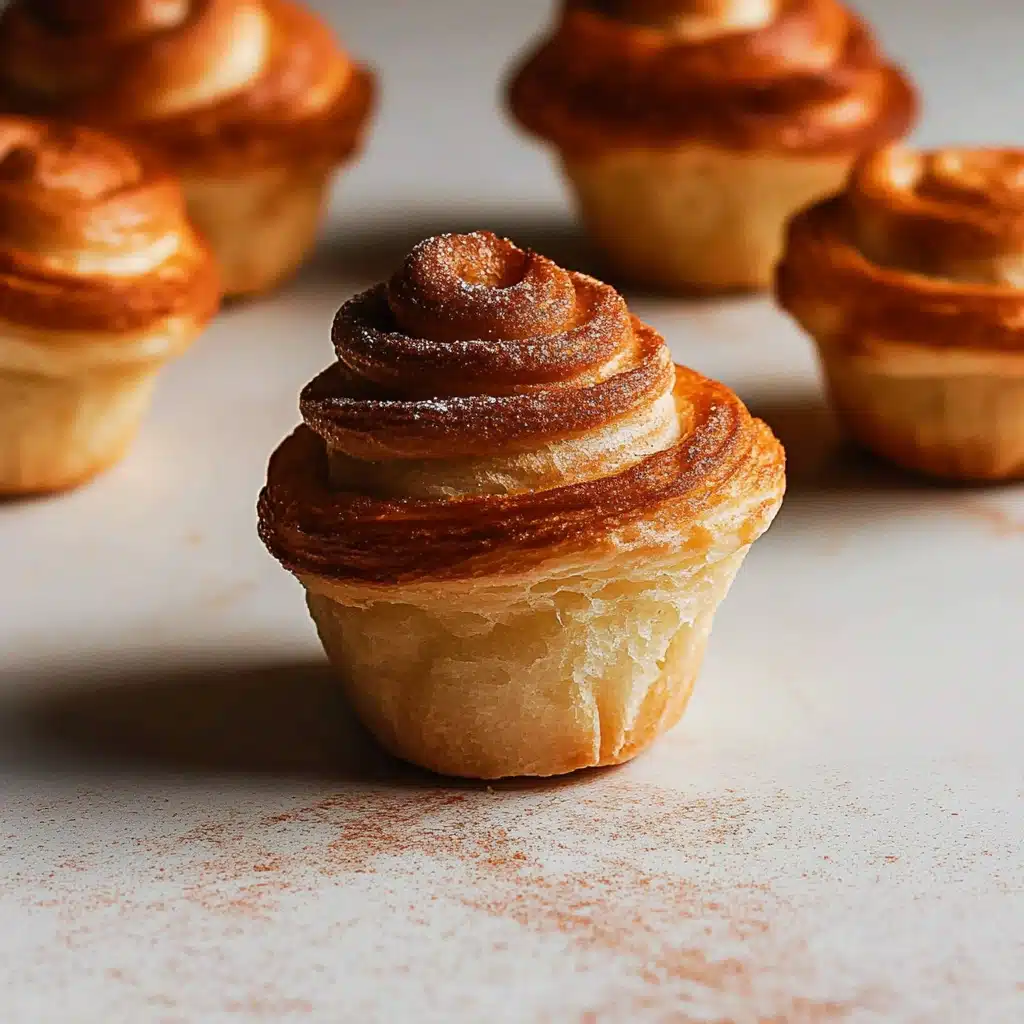 two different images of cinnamon rolls with the words churro crufffins yummy and tasty