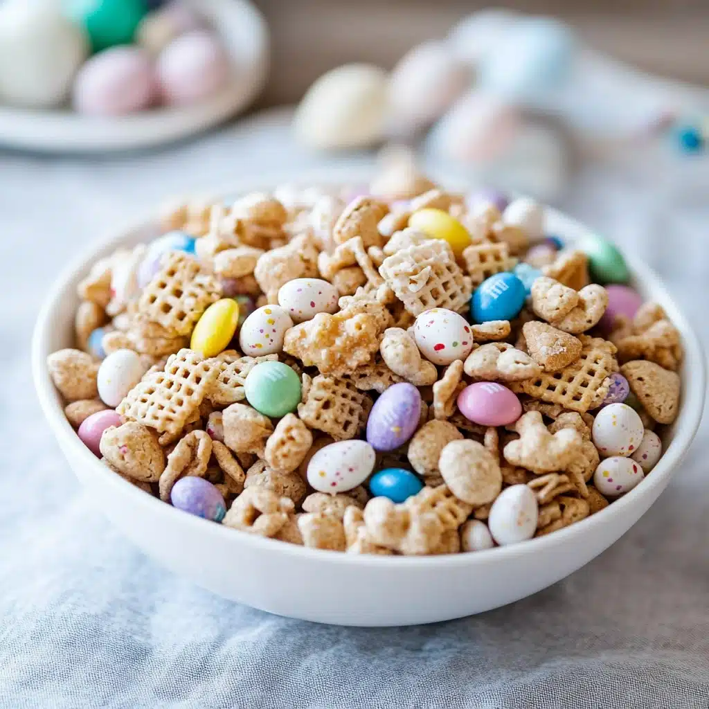 easter chex mix in a bowl