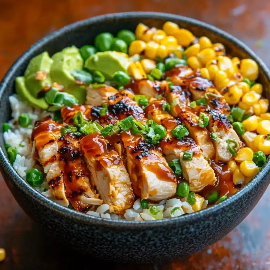 two pictures of chicken rice and corn on the cob with cilantro garnishes
