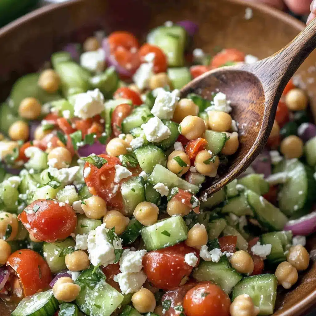 chickpea cucumber salad in a jar with text overlay that says quick and easy healthy