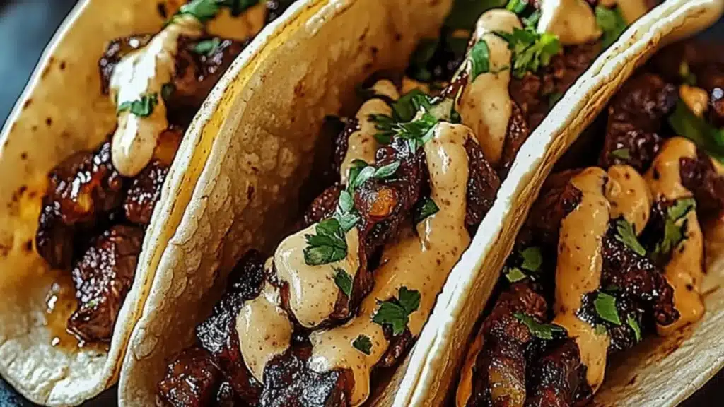 Garlic Butter Honey BBQ Beef Tacos