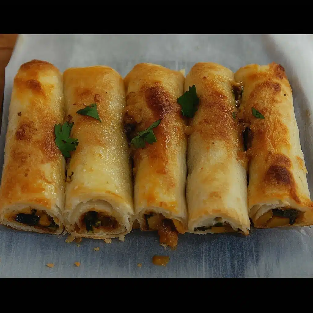 baked veggie rolls on a white plate and in a pan with the words baked veggie