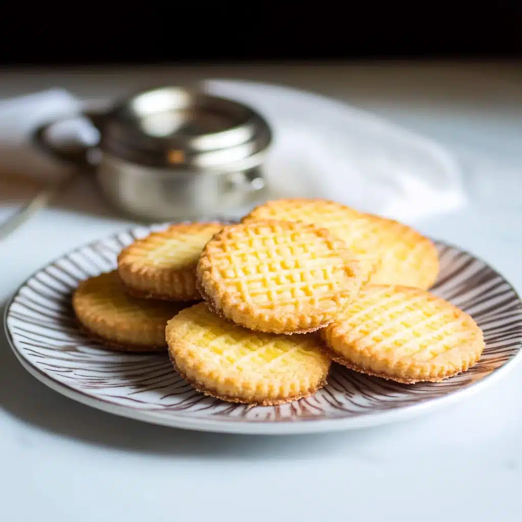 several sugary cookies stacked on top of each other with the words french butter cookies above them