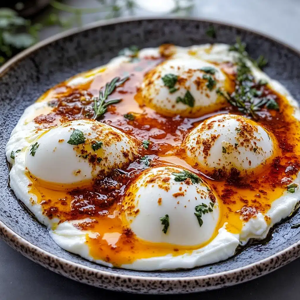 two plates filled with different types of food on top of each other and the words turkish eggs above them