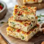 Gooey Cheesy Appetizers: High Protein Cottage Cheese & Egg Breakfast Bars