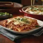 lasagna recipe with meat and cheese on top