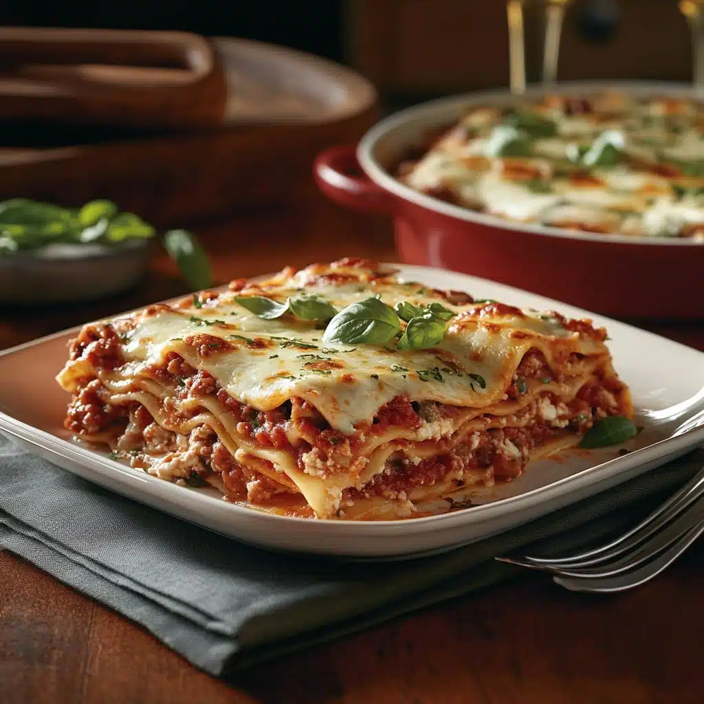 lasagna recipe with meat and cheese on top