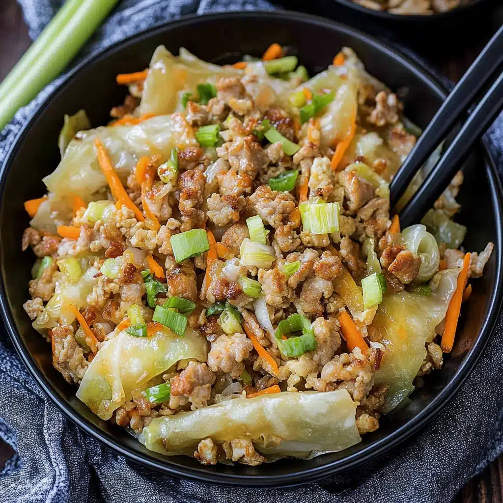 An instructional step-by-step video showing how to make a low-carb and keto Egg Roll in a Bowl recipe.