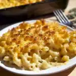 macaroni and cheese recipe in a white bowl