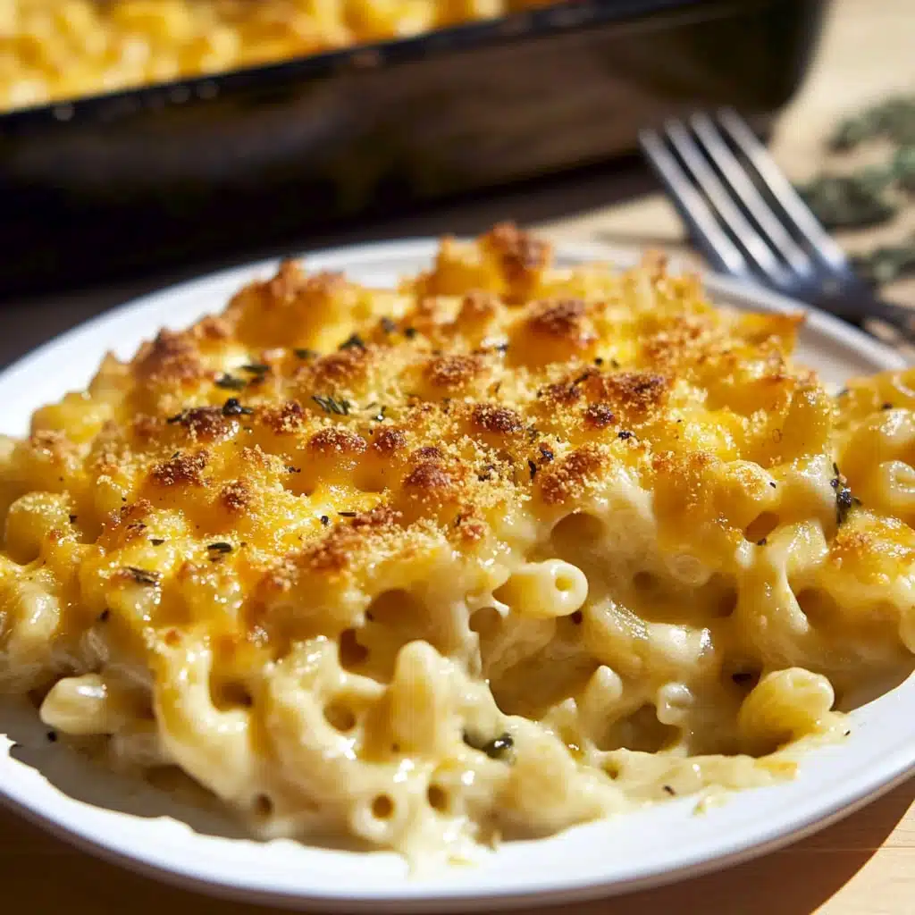 macaroni and cheese recipe in a white bowl