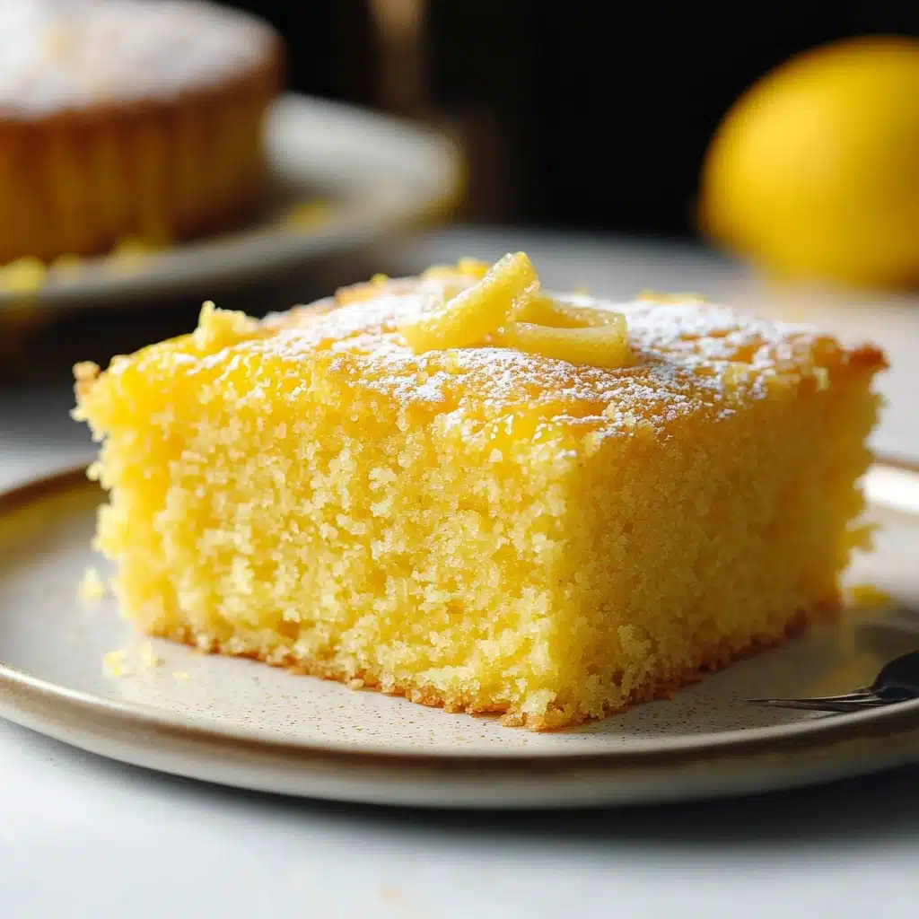 a close up of a cake in a pan with lemons