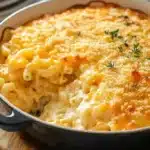 a close up of macaroni and cheese on a plate