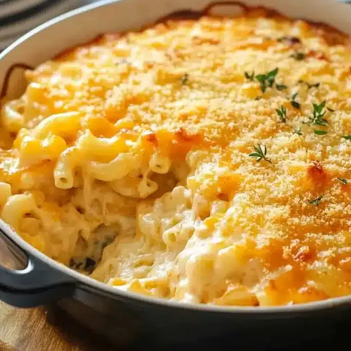 a close up of macaroni and cheese on a plate