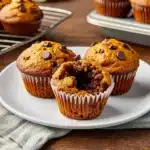 pumpkin chocolate chip muffins with text overlay