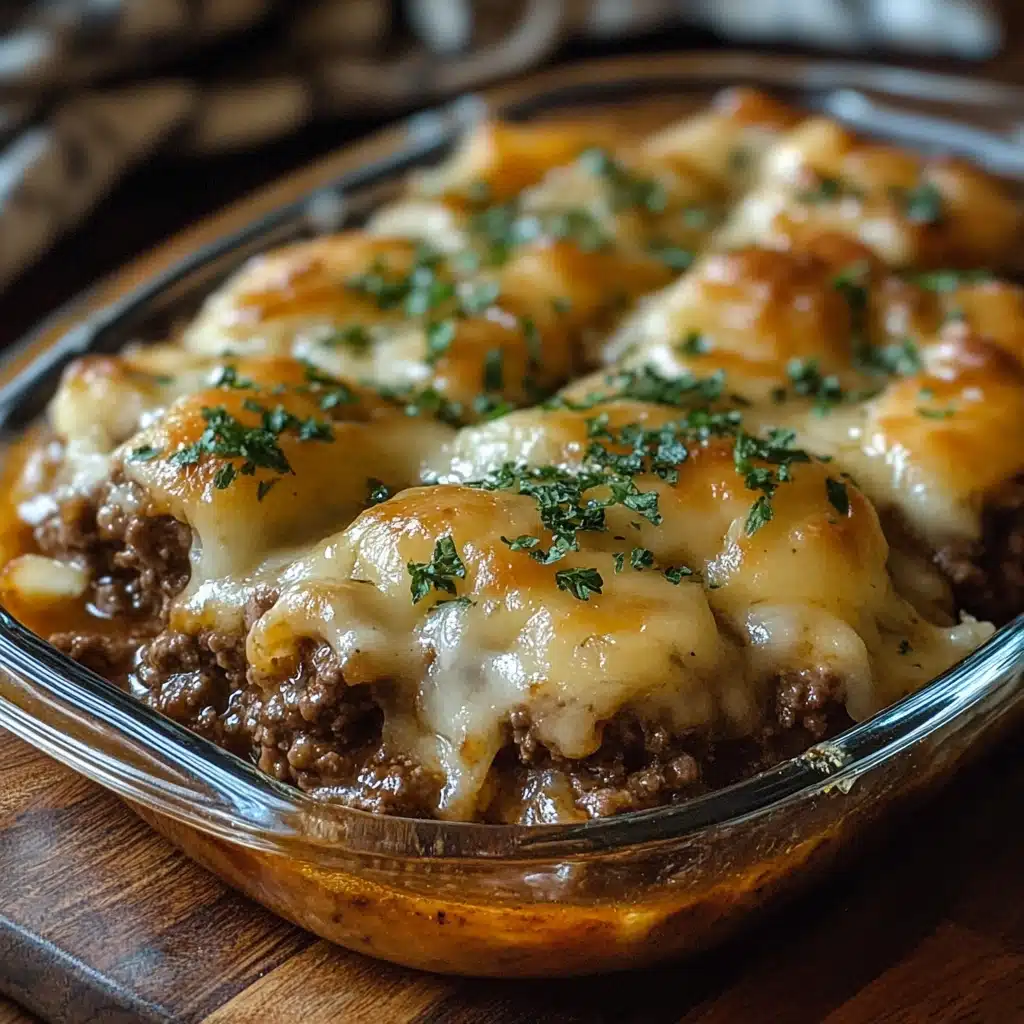 a casserole dish filled with meatballs and gravy