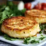 some food is sitting on a white plate and next to other foods that include onion rings