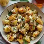 baked feta roast potatoes are an easy side dish recipe