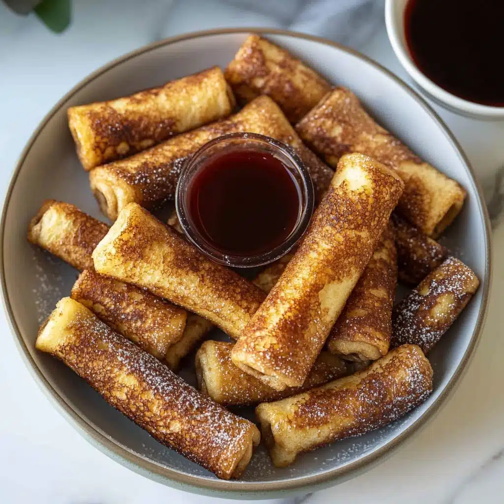cinnamon roll french toast rolls on a white plate with the words cinnamon roll french toast rolls
