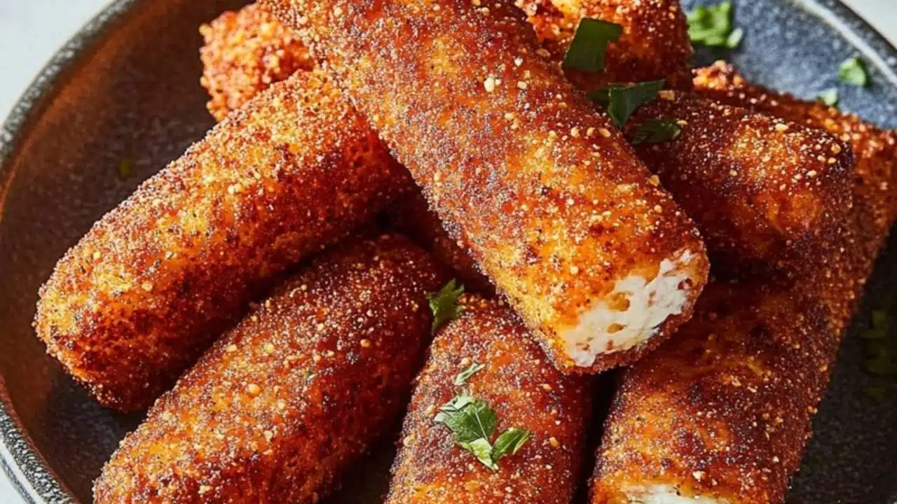 some fried food on a white plate with sauce