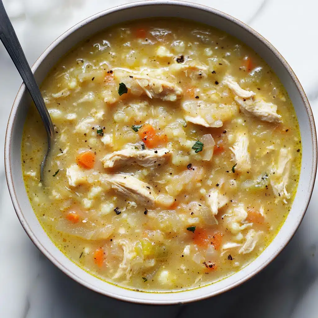 two bowls filled with chicken soup and the words anti - inflamatory cauliflower chicken soup