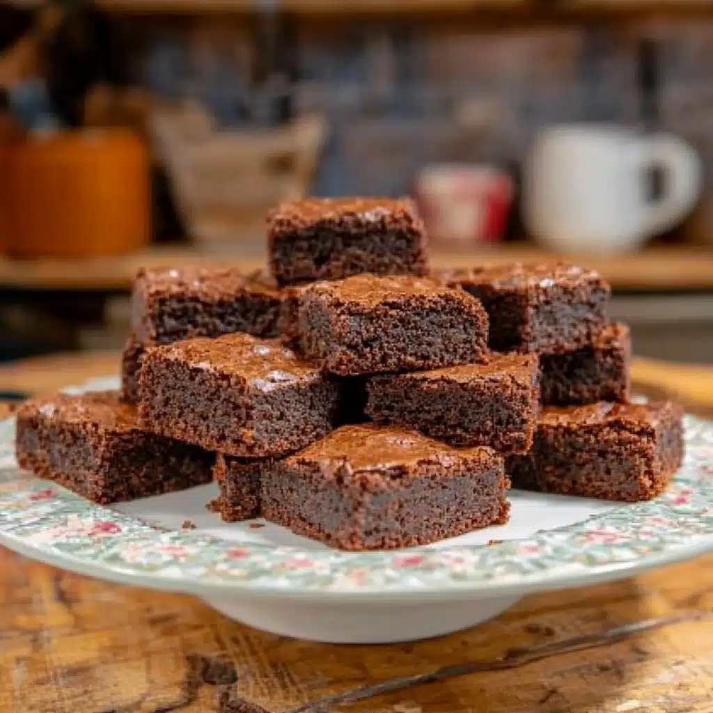chocolate brownies with text overlay that reads from scratch sourdough brownies