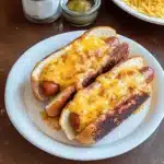 grilled cheese hot dogs on plates with ketchup