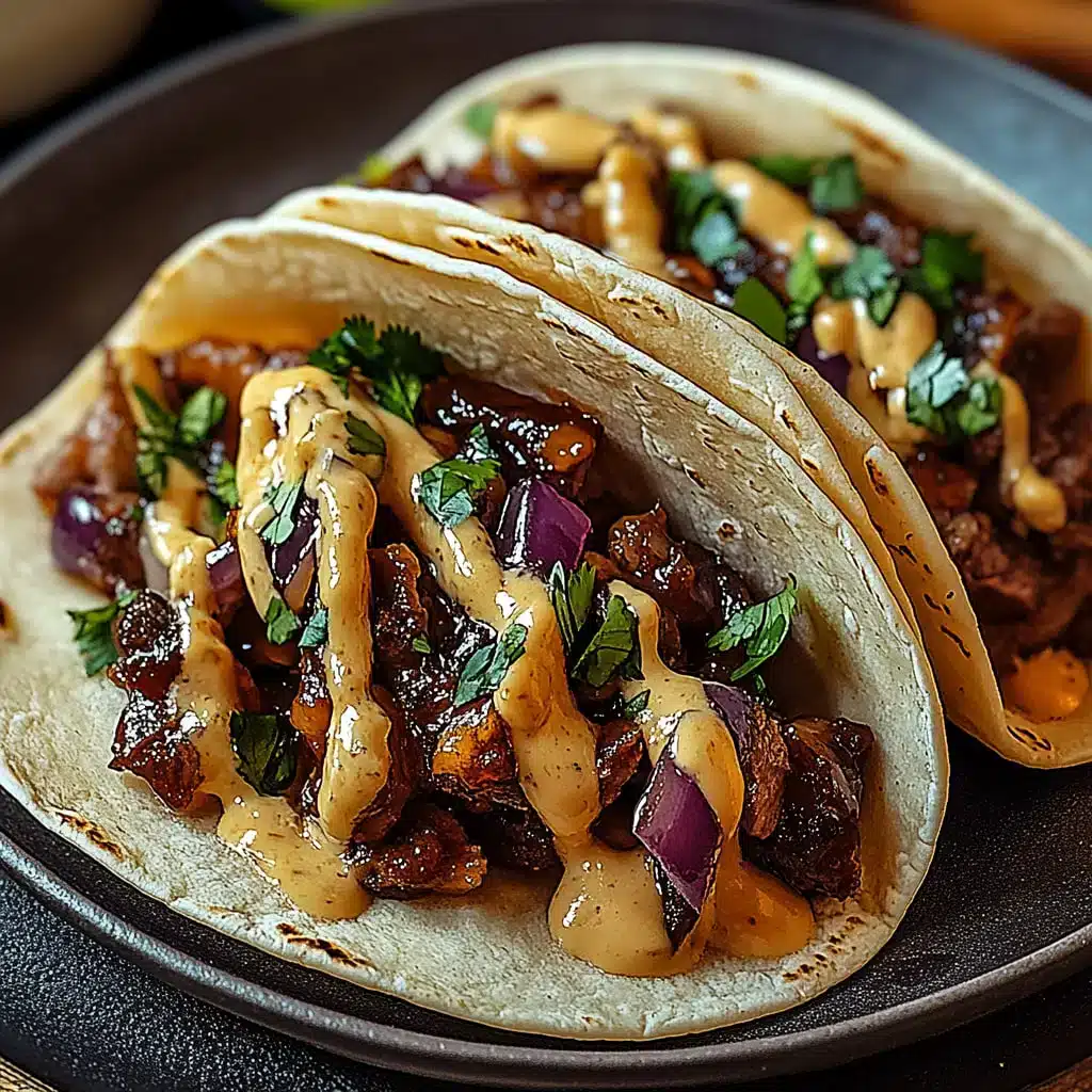 Garlic Butter Honey BBQ Beef Tacos