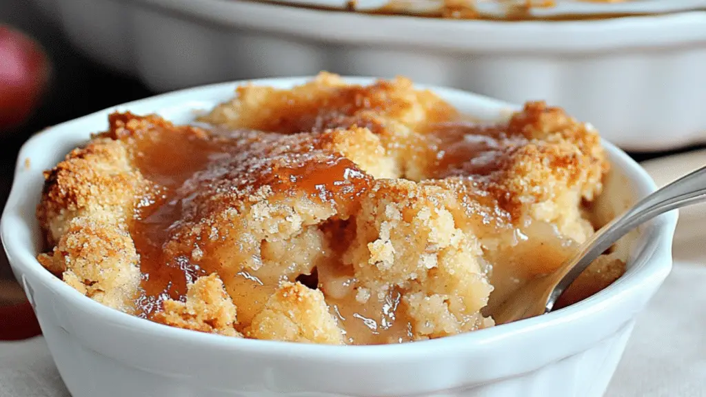 this is an image of a dessert with powdered sugar on top and the words, snickkerdoodle cobbler above it