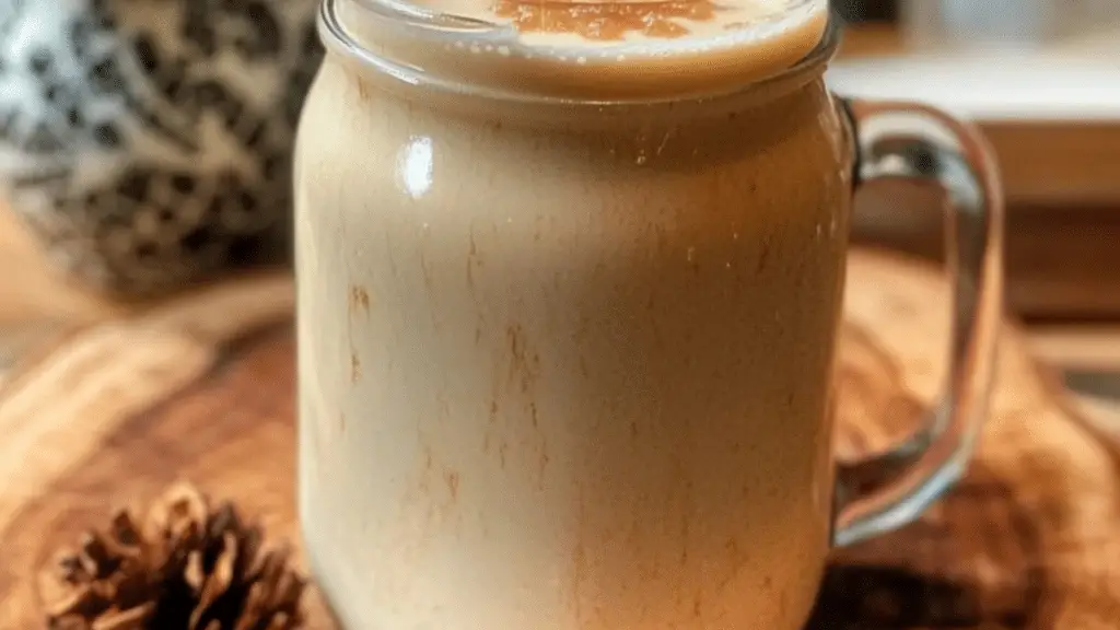 the homemade salted caramel creamer is ready to be served