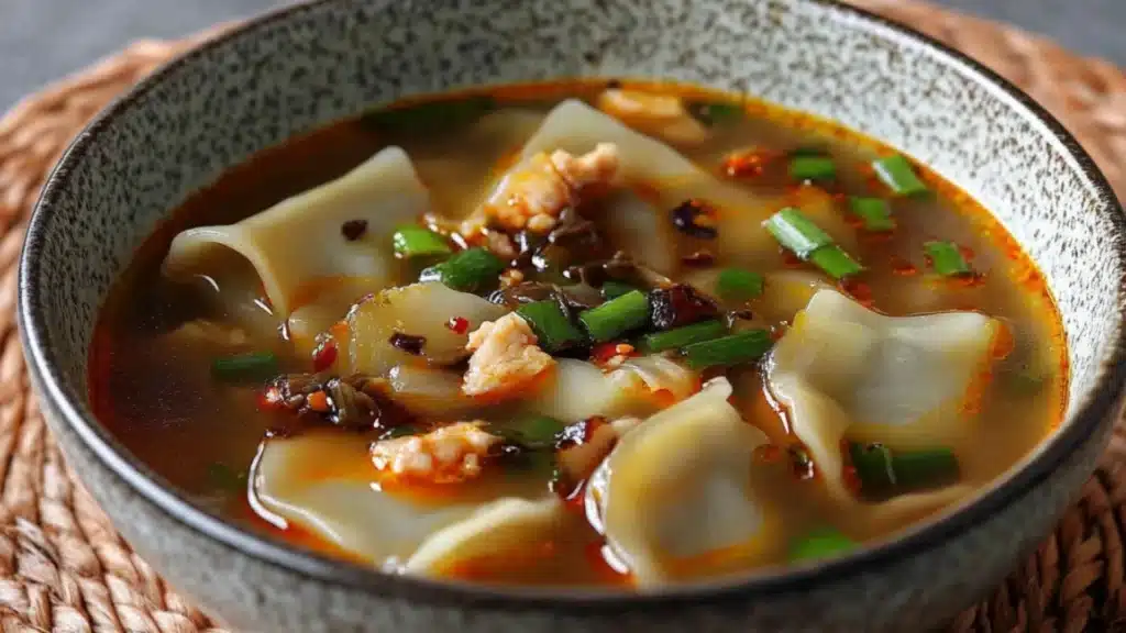 two pictures showing different types of soup in bowls