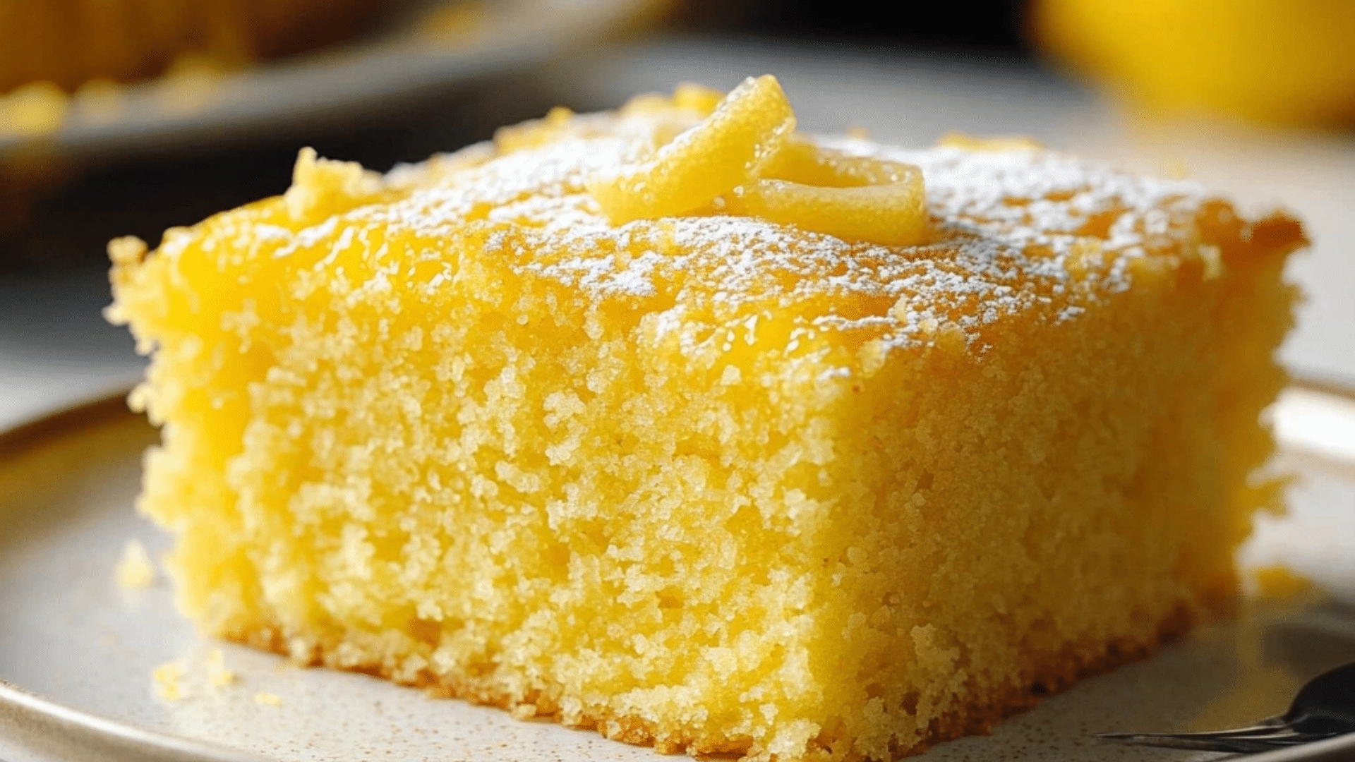 a close up of a cake in a pan with lemons