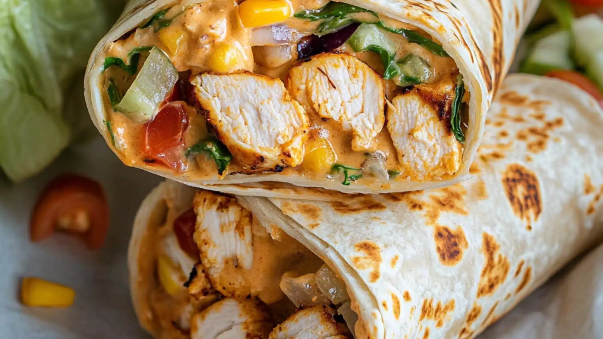 chicken burritos stacked on top of each other with the words chipotle ranch grilled