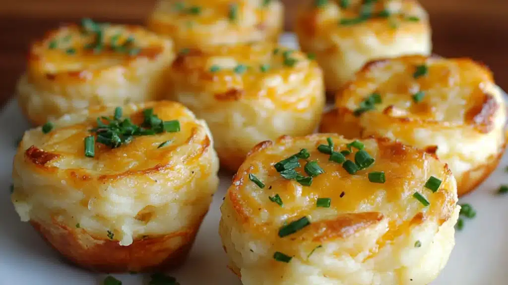 two crab cakes stacked on top of each other with cheese sauce drizzled over them