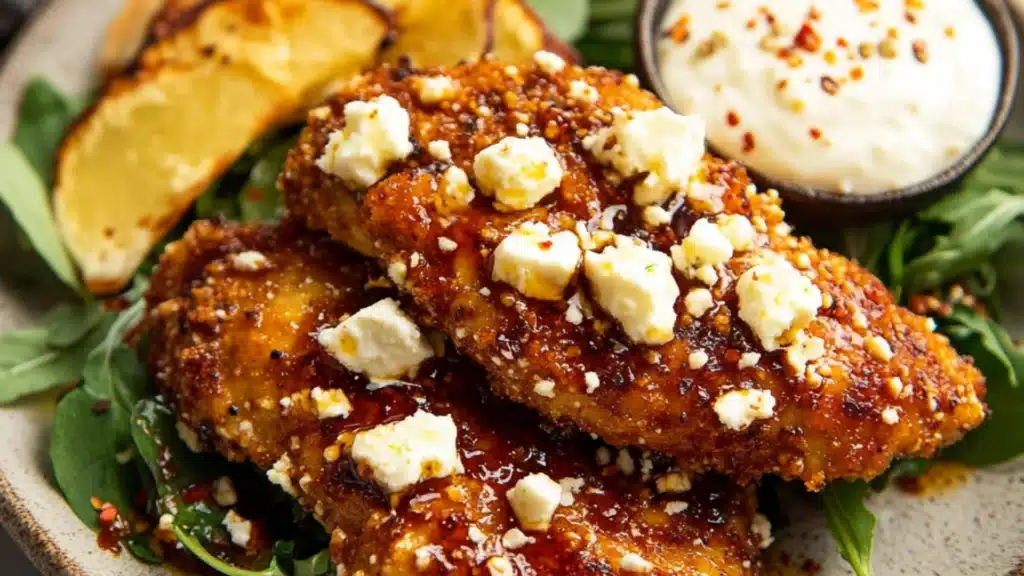 Hot honey, Feta cheese, Chicken breast, Spicy, Easy, Baked