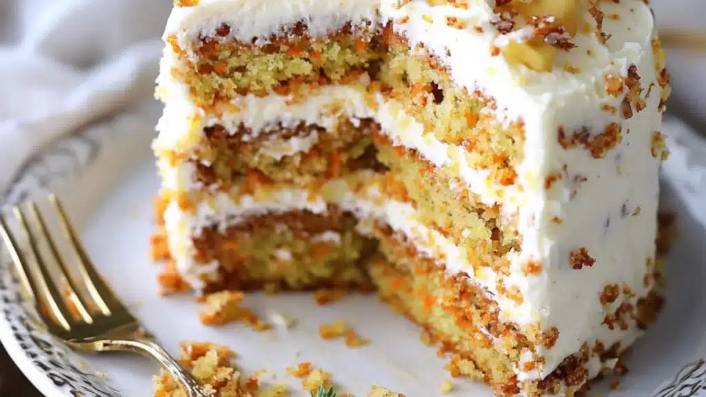 two slices of carrot cake on plates with forks