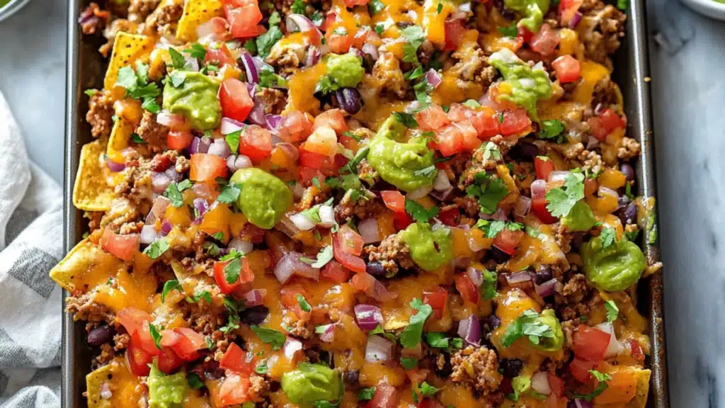 the best loaded nachos recipe in a casserole dish
