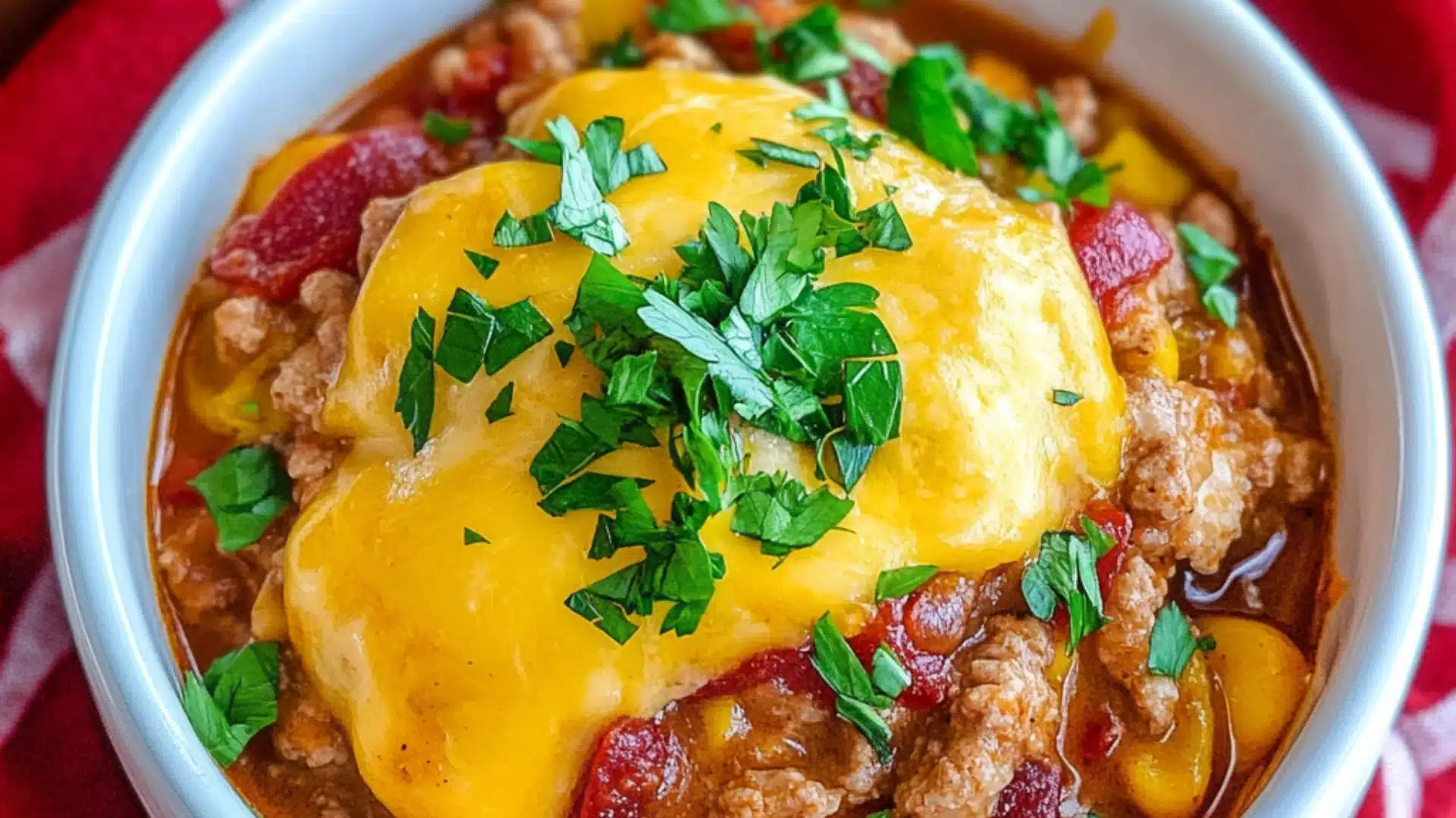 easy and tasty slow cooker cowboy casserole recipe with ground beef, potatoes, and cheese