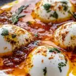 two plates filled with different types of food on top of each other and the words turkish eggs above them