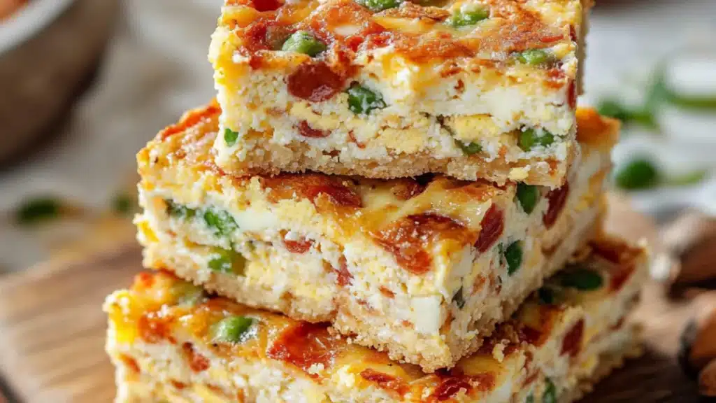 Gooey Cheesy Appetizers: High Protein Cottage Cheese & Egg Breakfast Bars